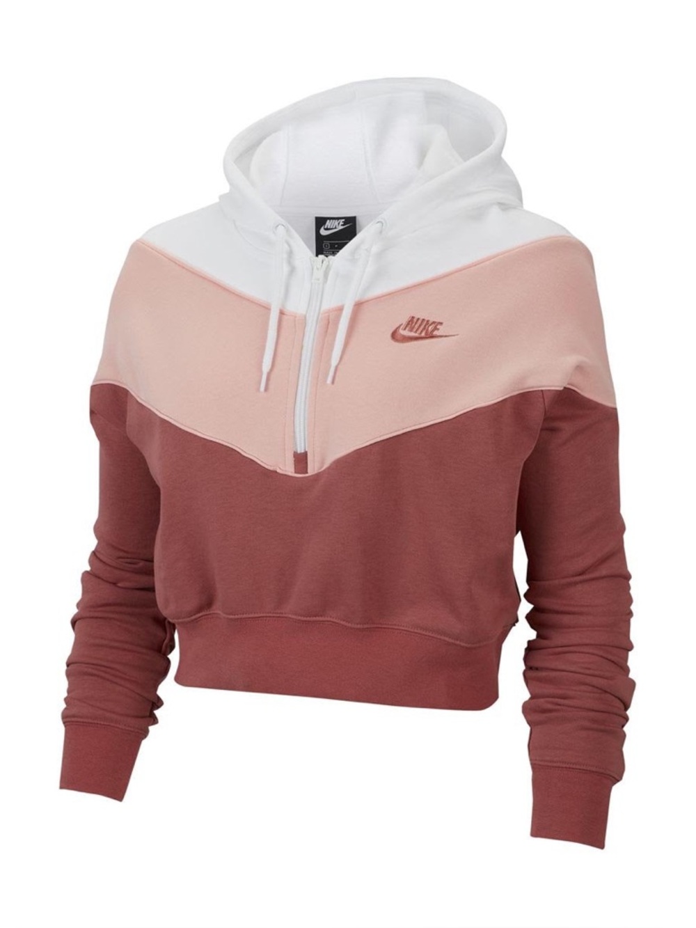 Womens Nike Sportswear Heritage 1/2 Zip Hoodie Top XS Multicolor Pink